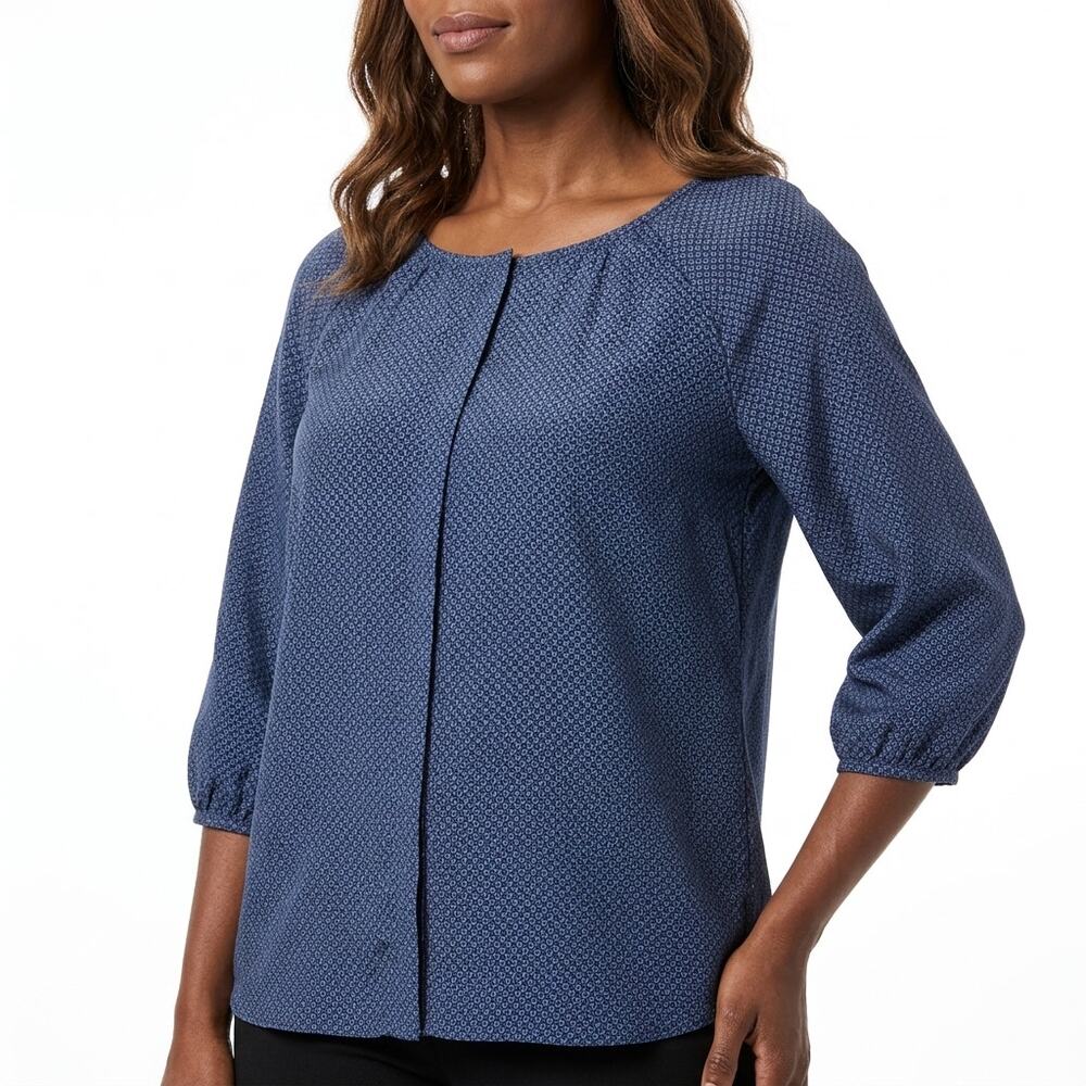 ANN TAYLOR LOFT Silk Geometric Lightweight Top 3/4 Sleeve Woven Size S